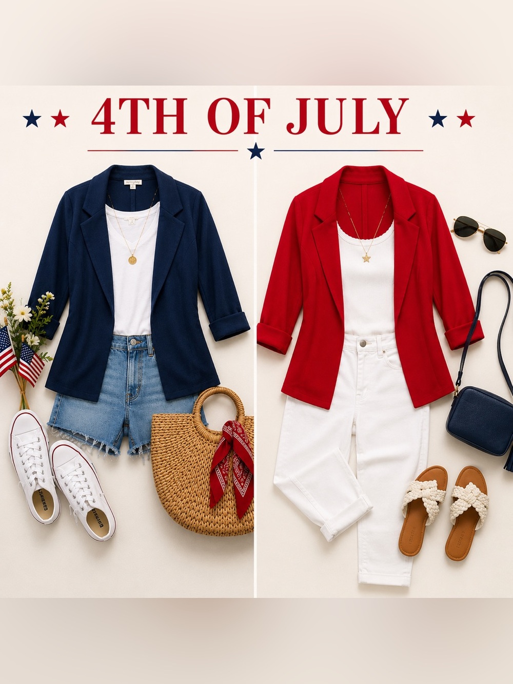 Lightweight 3/4 Sleeve Stretch 2 Blazer Jacket Bundle Navy & Red Capsule Coastal